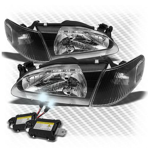 98-00 corolla black headlights w/corner signal lights set + 8k slim ballast hid