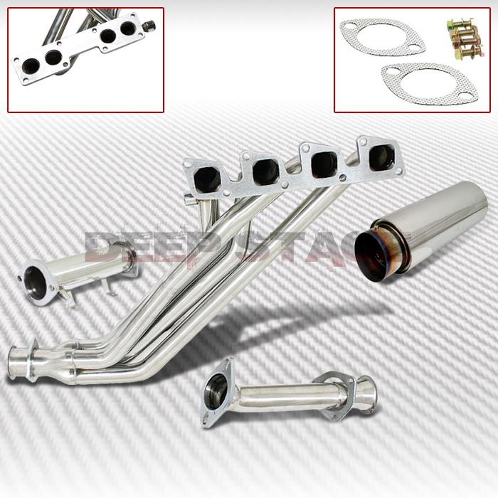 Exhaust manifold header+pipe+slant tip muffler 91-94 240sx/180sx s13 silvia ka24