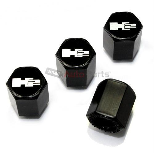 4 hummer h2 silver logo black abs tire/wheel pressure air stem valve caps covers