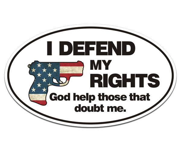 Defend rights handgun decal 5"x3" usa 2nd amendment molon labe sticker zu1