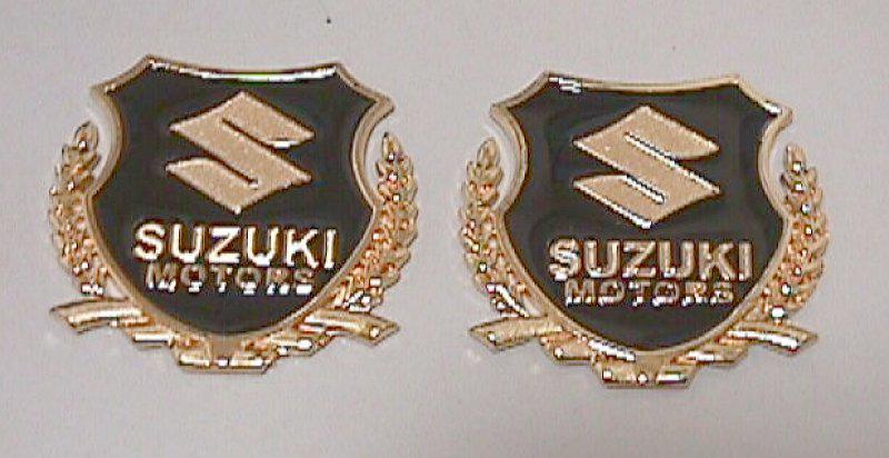 2 matched suzuki nameplates gold chrome metal side trunk badge sticker emblem