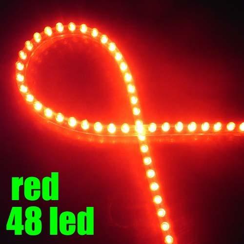 Red 48 led flexible car van neon strip light bulb new