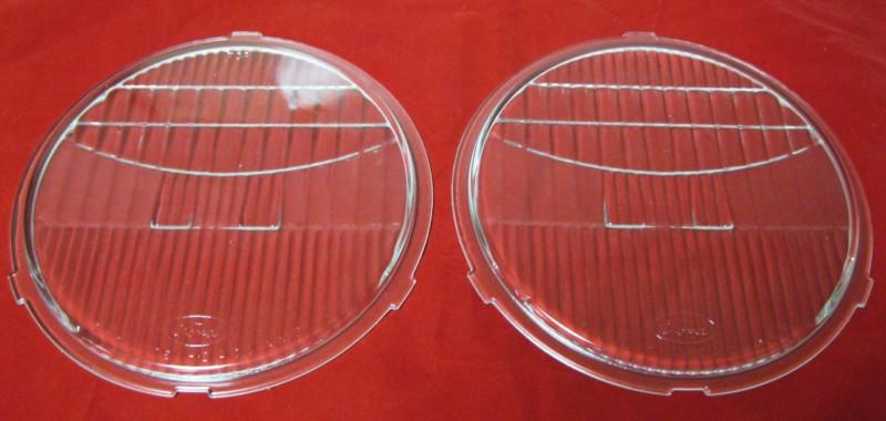 Ford model a fluted glass headlight lenses w/ logo