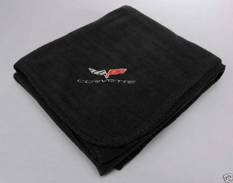 2005-2012 corvette c6 black fleece blanket - new!