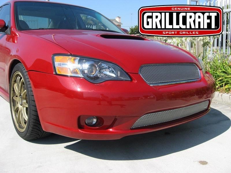 2005-2007 subaru legacy grillcraft upper & lower 2pc silver grille set mx grills