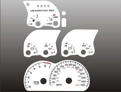 1993-1996 camaro 150 mph v8 instrument cluster white face gauges 93-96