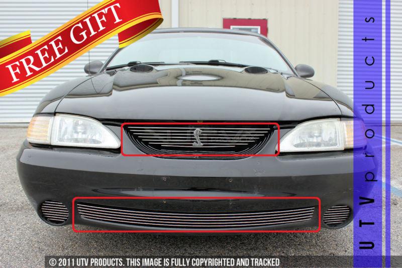 1994 - 1998 ford mustang cobra 2pc combo chrome billet grille kit w/cobra emblem