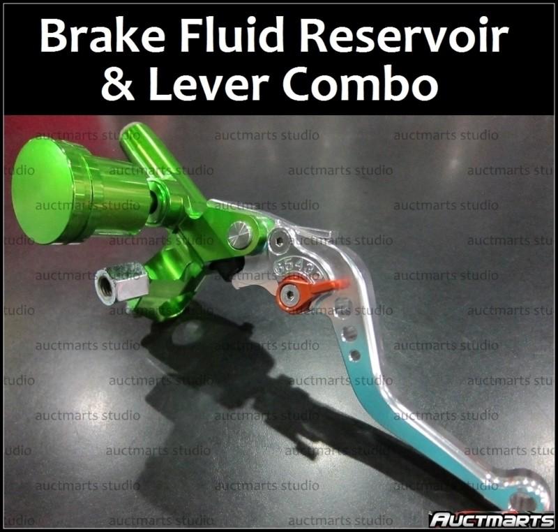 Universal yamaha yzf-r1 yzf-r6 r1 r6 brake fluid reservoir lever combo green d