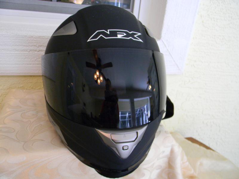 Afx flat black notor cycle helmet fx-90 smoked shield & clear shield w/bag