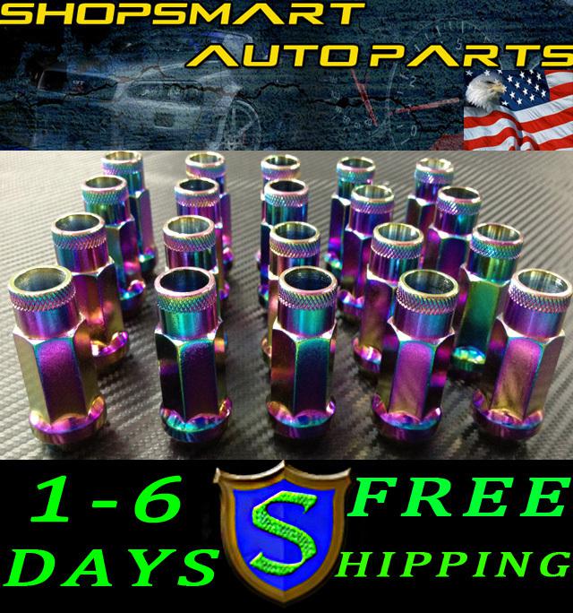 12x1.5 neo chrome steel tuner lug nut set 20 honda 12 x 1.5 civic dc2 crx ek eg