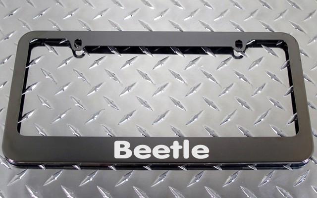 1 brand new volkswagen beetle gunmetal license plate frame +screw caps