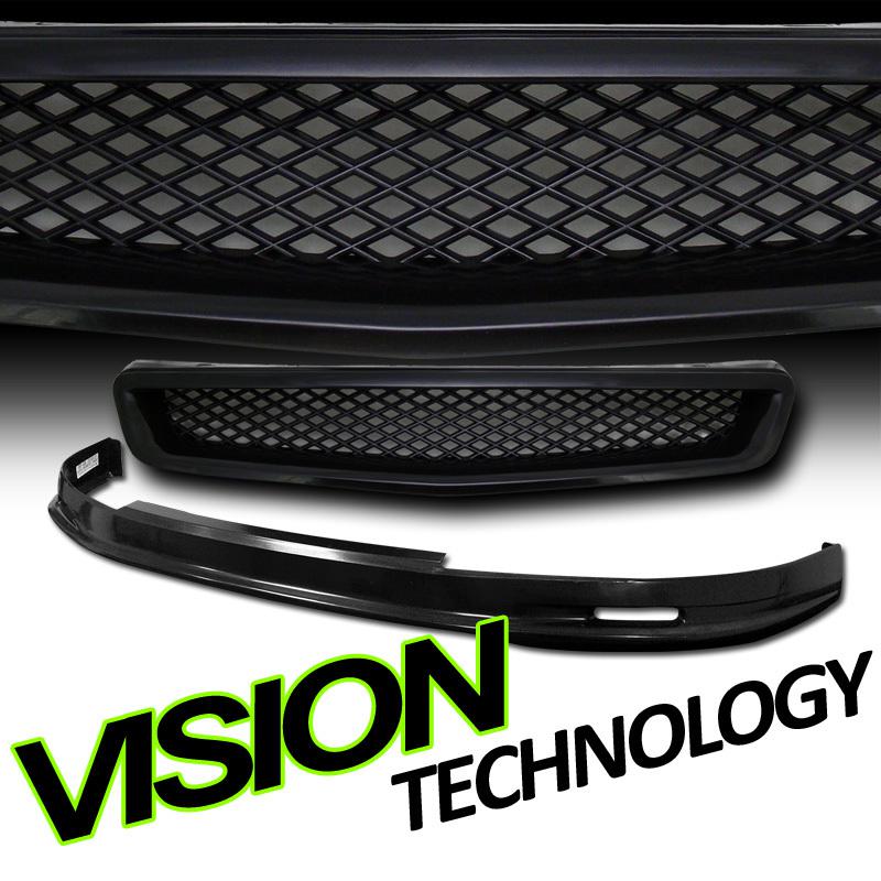 Jdm blk mu type pu front bumper lip+mesh grill 99-00 civic coupe/hatchback/sedan