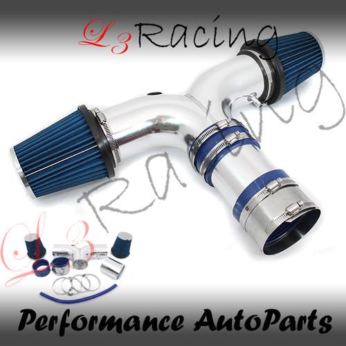 Dodge 03-08 ram1500 5.7 v8 hemi dual twin air intake kit+ blue filter