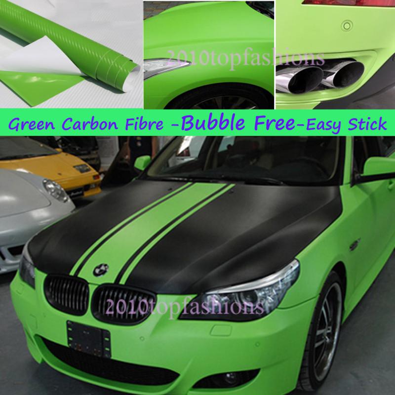 60"x20" 3d green carbon fibre vinyl wrapping film-premium wrap roll car sticker