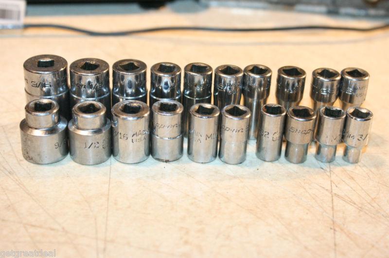 Snap-on mac tools 1/4" drive semi-deep & shallow 6-p sae socket set 20pc (il)