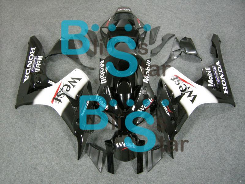 Abs fairing black white bodywork plastic set w2 for cbr1000rr 2006-2007 05fr