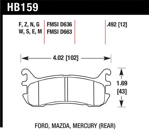 Hawk performance hb159f.492 disc brake pad escort miata protege tracer venture