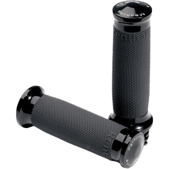 Performance machine black contour renthal grips - 2008-2012 harley fl tbw pm