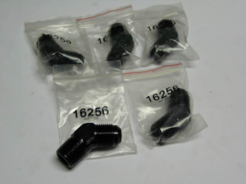 5 pack -10 an - 1/2 npt 45°bend 37ºflare / pipe black fuel oil air fitting