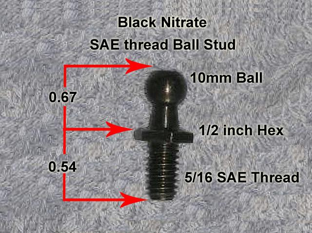 10mm nitrate coated nitro-prop  gas spring strut shock ball stud mount 5/16 