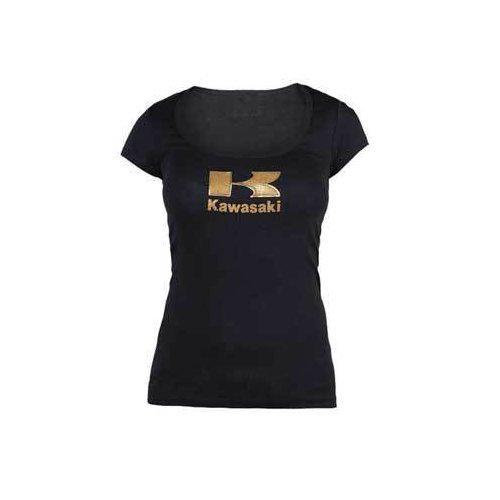 New kawasaki golden women's scoopneck slim fit t-shirt size large k010-2520-bklg