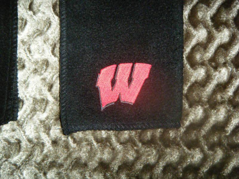 Wisconsin badgers  - black fleece scarves scarfs scarf  9" x 60" college ncaa