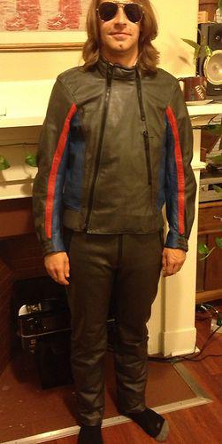 Bmw motorrad gmbh + co vintage leather motocycle riding jacket and pants usa med