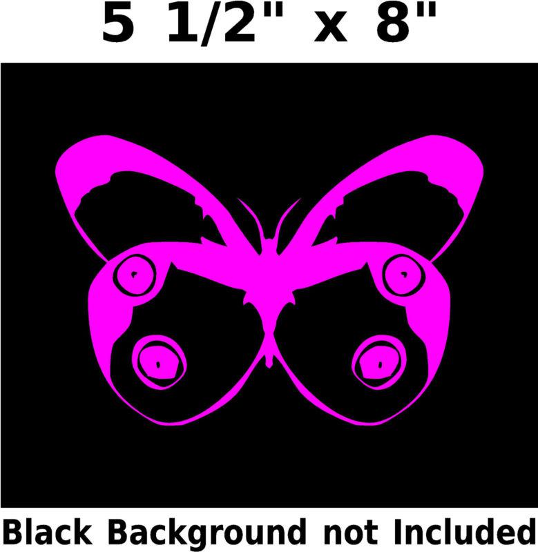 Butterfly auto/window/laptop decal  sticker 5 1/2"x 8" hot pink