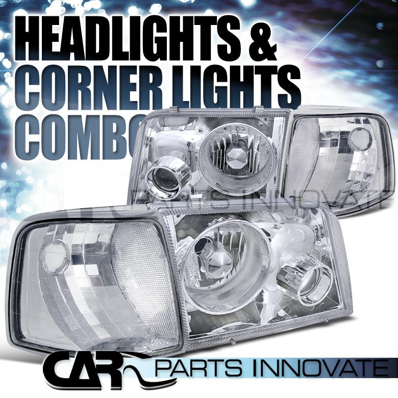 1993-1997 ford ranger chrome crystal headlights w/ projector fog+corner signal