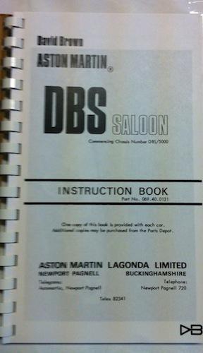 Aston martin dbs instruction book tan vinyl cover