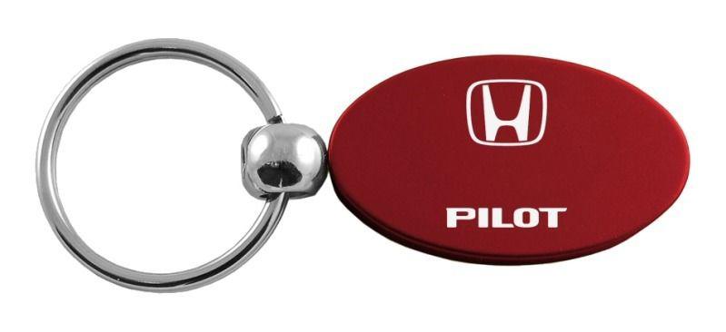 Honda pilot burgundy oval metal key chain ring tag key fob logo lanyard