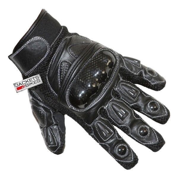 Motorcycle biker gloves carbon kevlar leather black xxl