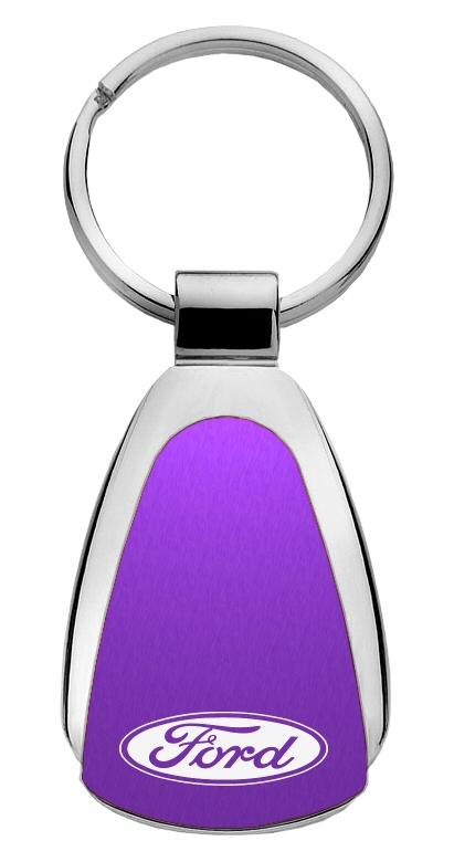 Ford purple tear drop metal keychain car ring tag key fob logo lanyard