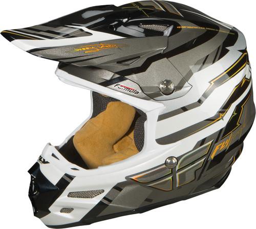 Fly racing formula stryper graphic motorcycle helmet black/white/gray x-small