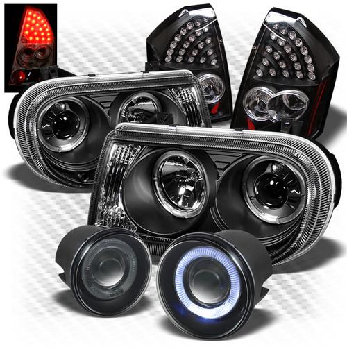 05-07 300c black pro headlights + led perform tail lights + projector fog lights