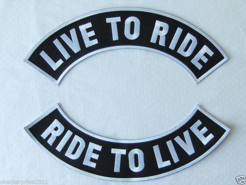 Live to ride motorcycle biker large embroidered rocker back patch harley