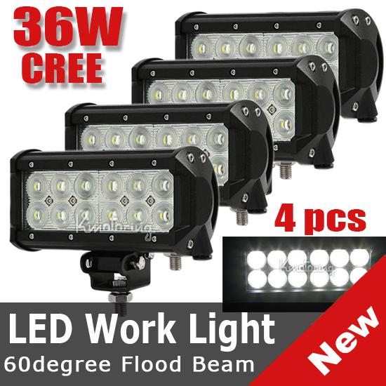 4x 7" 36w cree spot/flood beam led work offroad dual row lamp light van 4wd 4x4