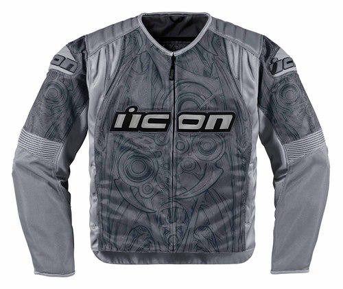 New icon overload sportbike sb1 adult mesh jacket, gray, small