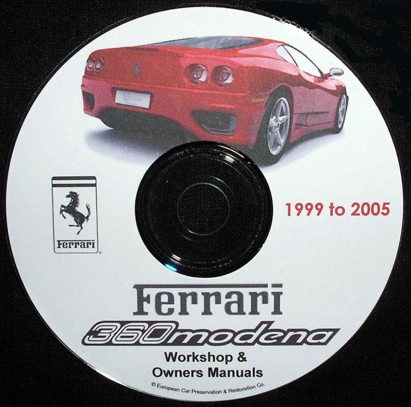 Ferrari 360 modena workshop, service, parts and repair manuals on dvd