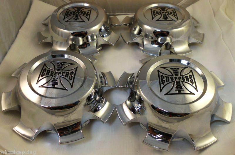 Jesse james west coast choppers chrome custom wheel center caps set of 4#7430-16