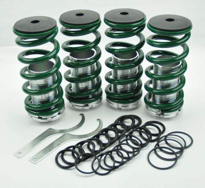 Honda adjustable 0-4" green suspension coilovers lowering drop springs kit