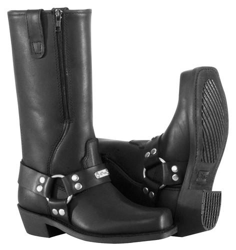 New river road womens square toe zipper harness leather boots, black, us-7