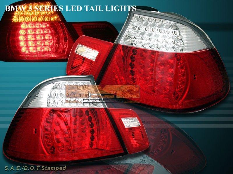 00 01 02 03 bmw e46 convertible led tail lights red clear