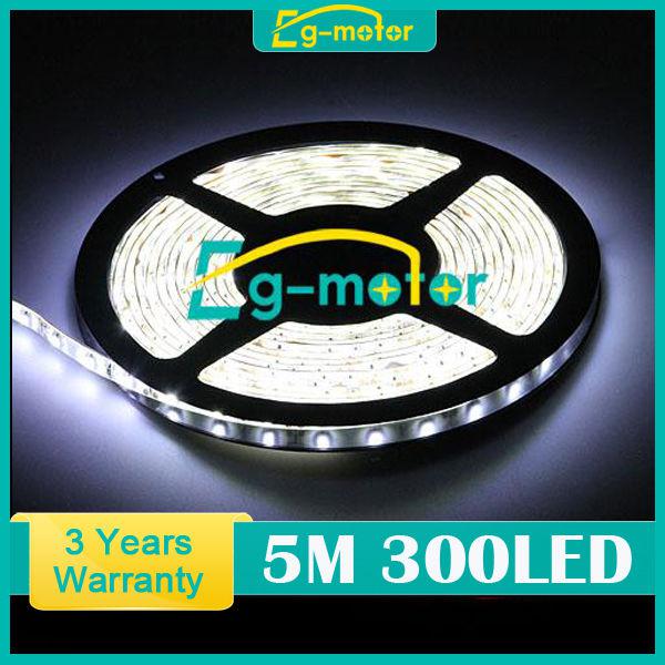 Pure white 3528 smd 300 led 5m flexible lamp light strip car dc 12v waterproof