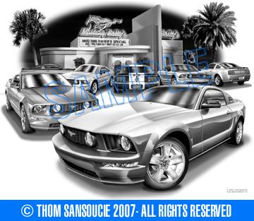 Mustang 2005, 2006, 2007 gt muscle car art auto print    ** free usa shipping **
