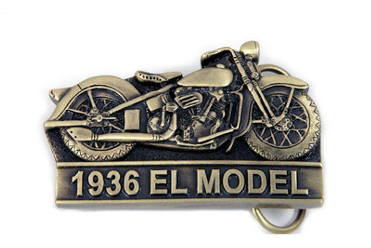 1936 el knucklehead motor with lettering square belt buckle 