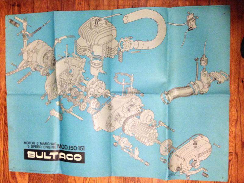 1974 bultaco motorcycle 150/151 five speed engine motor exploded chart diagram