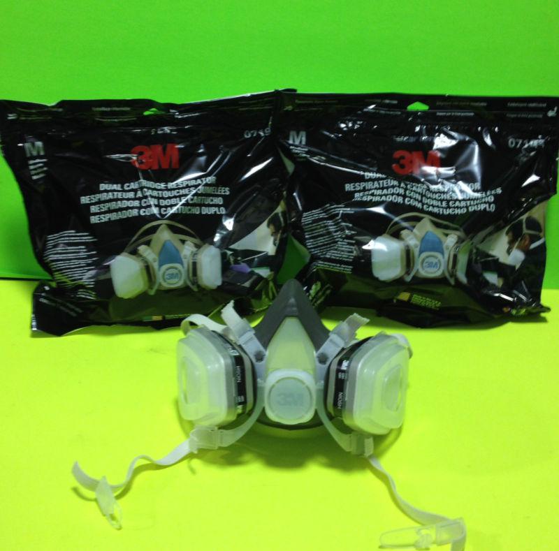  2 count 3m spray mask combo respirator dual cartridge  size medium  free ship 