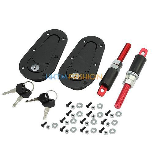 Plus flush kit mount bonnet black latch hood pin locking key universal racing hq