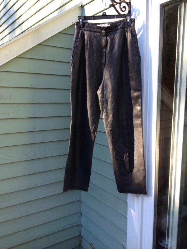 Vintage lanna womens super soft black size 8 leather 3 pocket pants motorcycle 